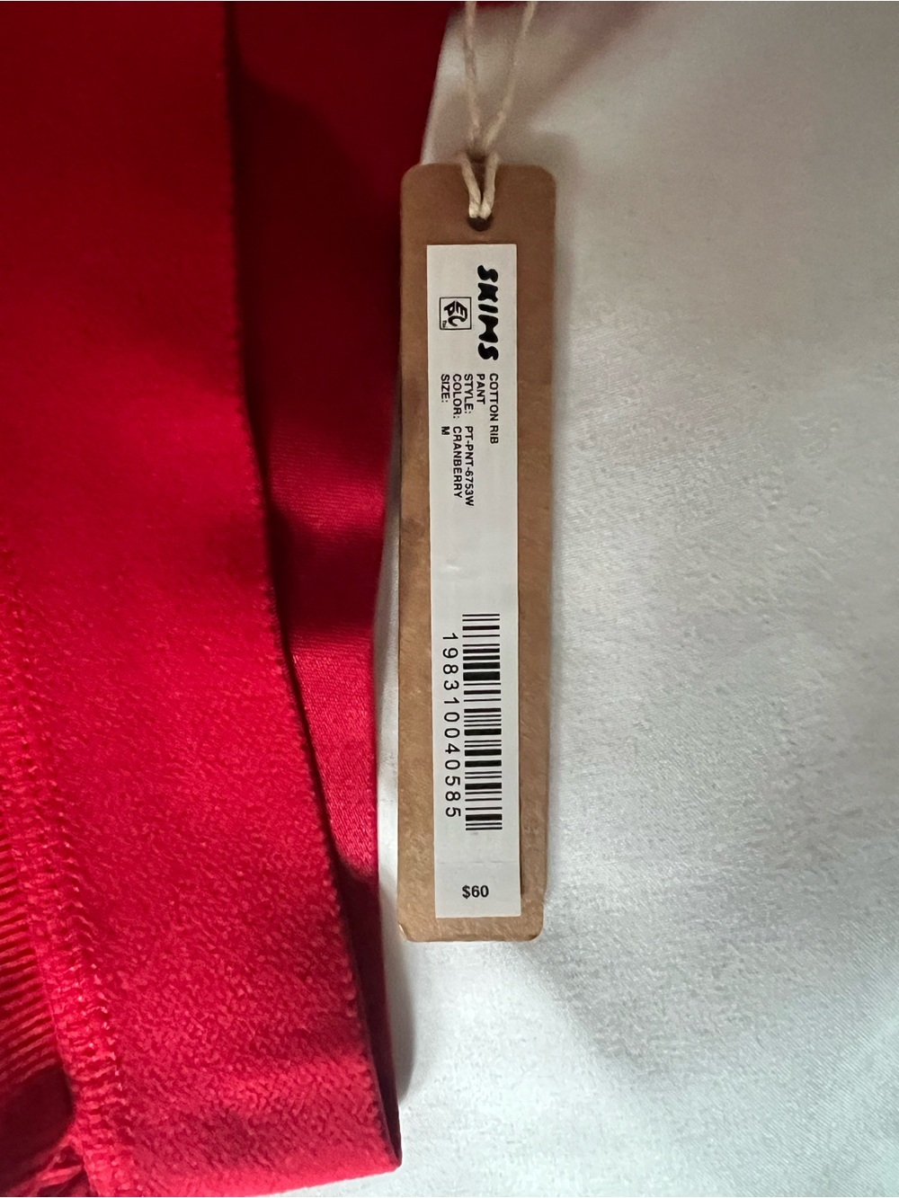 Red Cotton Rib Pants - Picture 2 of 4